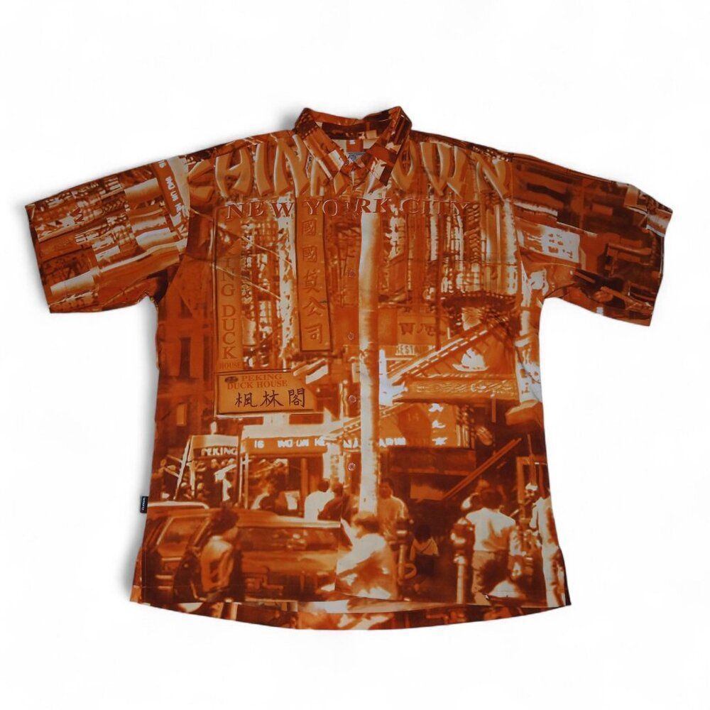 Clench 701 Jeans VTG Y2K Chinatown Button Down Streetwear Shirt Men's‎ XL
